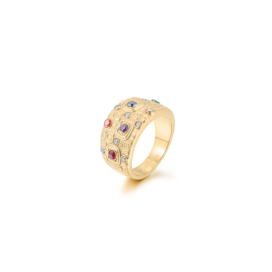 Colorful gemstone creative ring-NSR184STGCZD