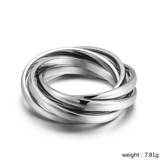 Silver Fried Dough Twists Ring-NSR202STWG