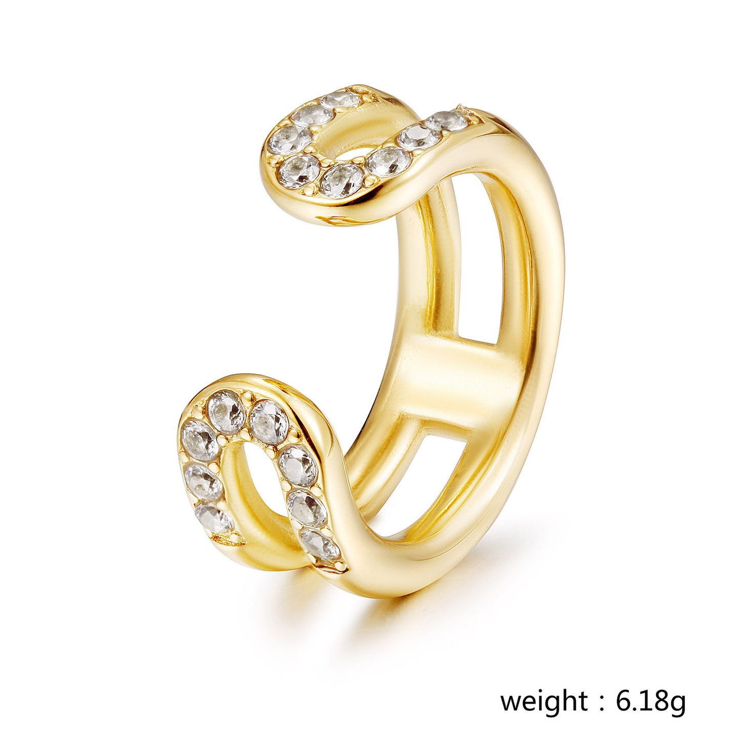 C-shaped hollow full diamond ring-NSR255STGCZD