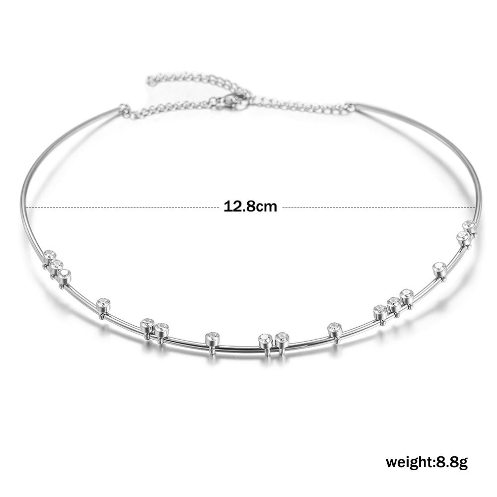 Stainless steel zircon necklace-NSSN545ST