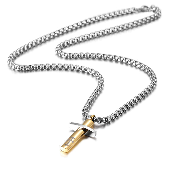 Stainling Steel Men Cross Necklace - NSSN589ST