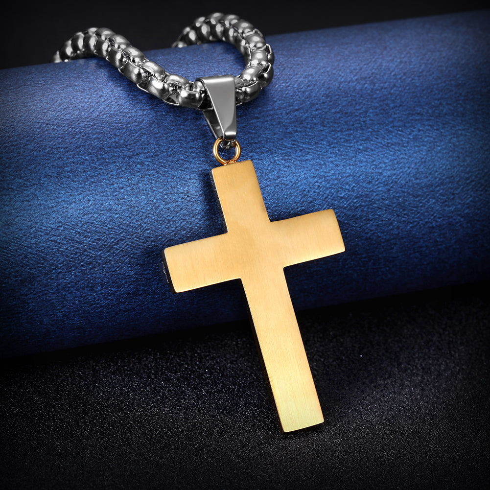 Two-Tone Cross Necklace - NSSN591ST