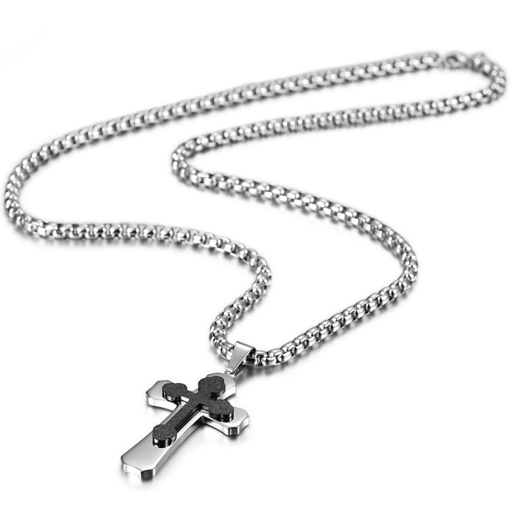 Double Cross Necklace - NSSN593ST