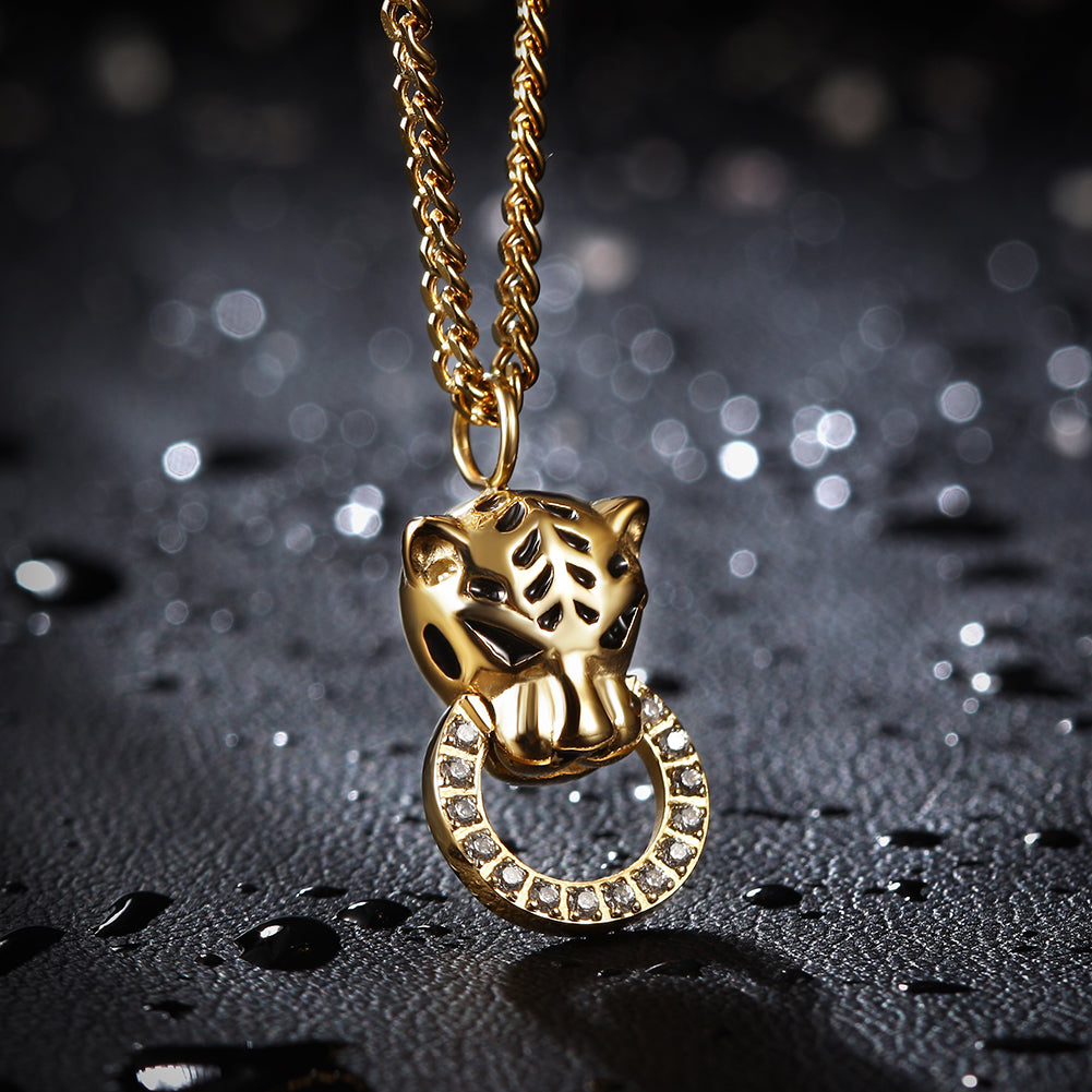 Stainless steel leopard head necklace-NSSN600ST