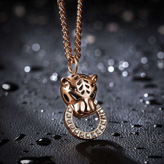 Stainless steel leopard head necklace-NSSN600ST