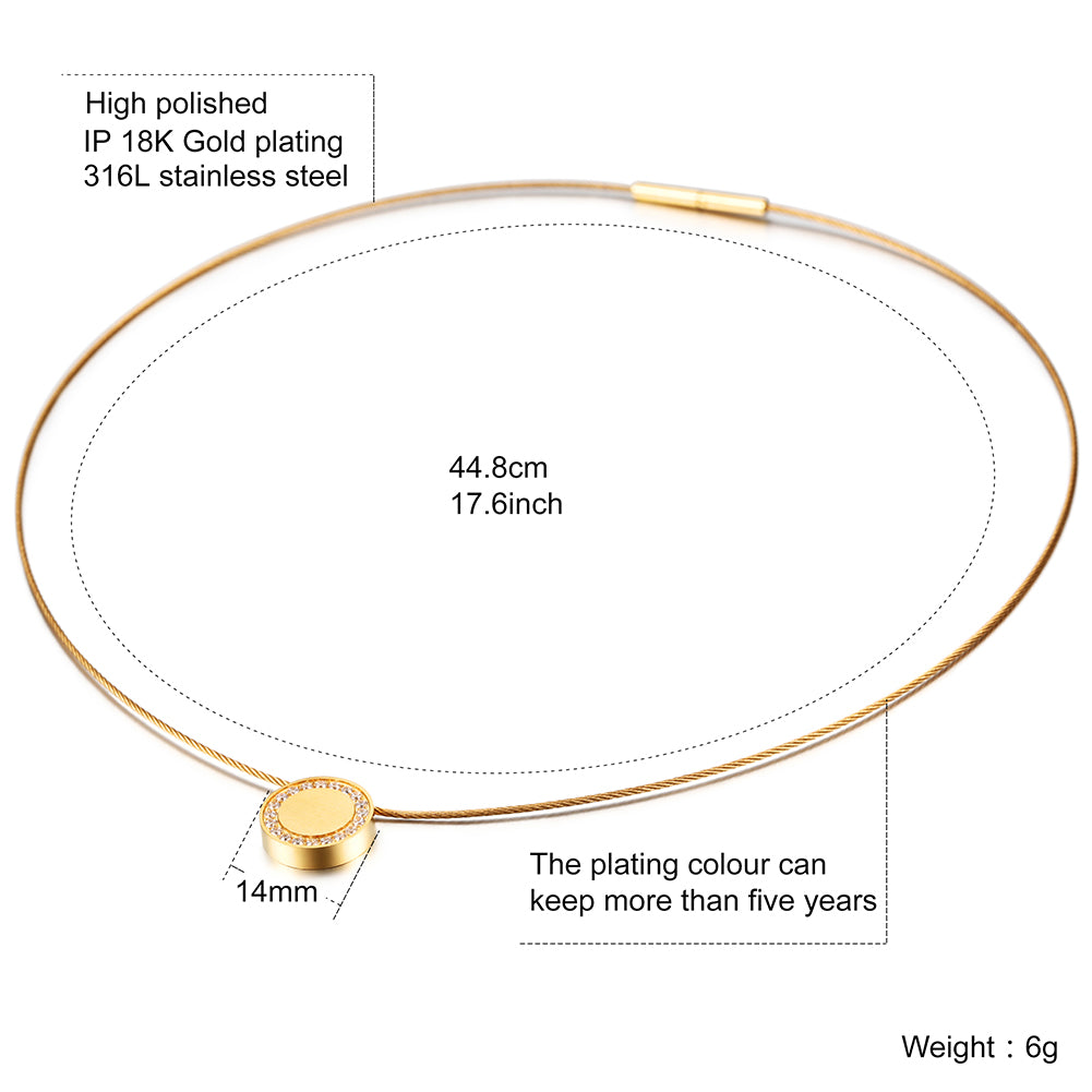 Cable Circle Zircon Necklace-NSSN618ST