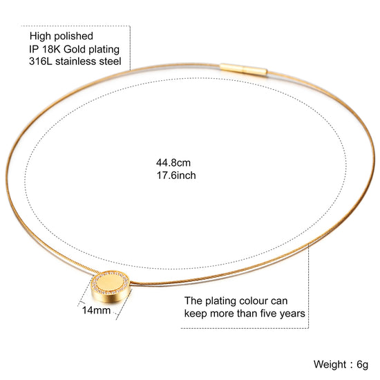 Cable Circle Zircon Necklace-NSSN618ST