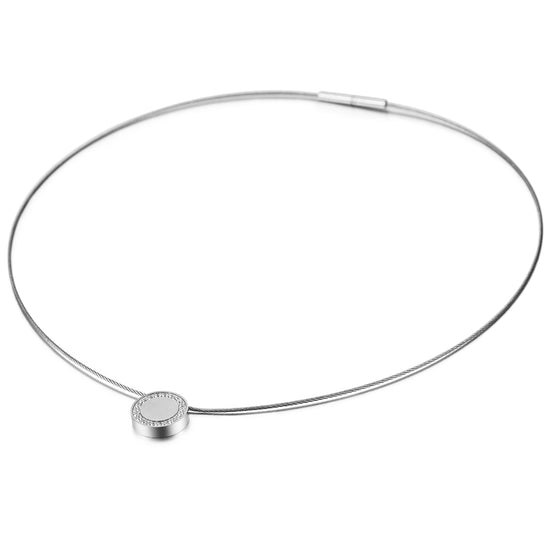 Cable Circle Zircon Necklace-NSSN618ST