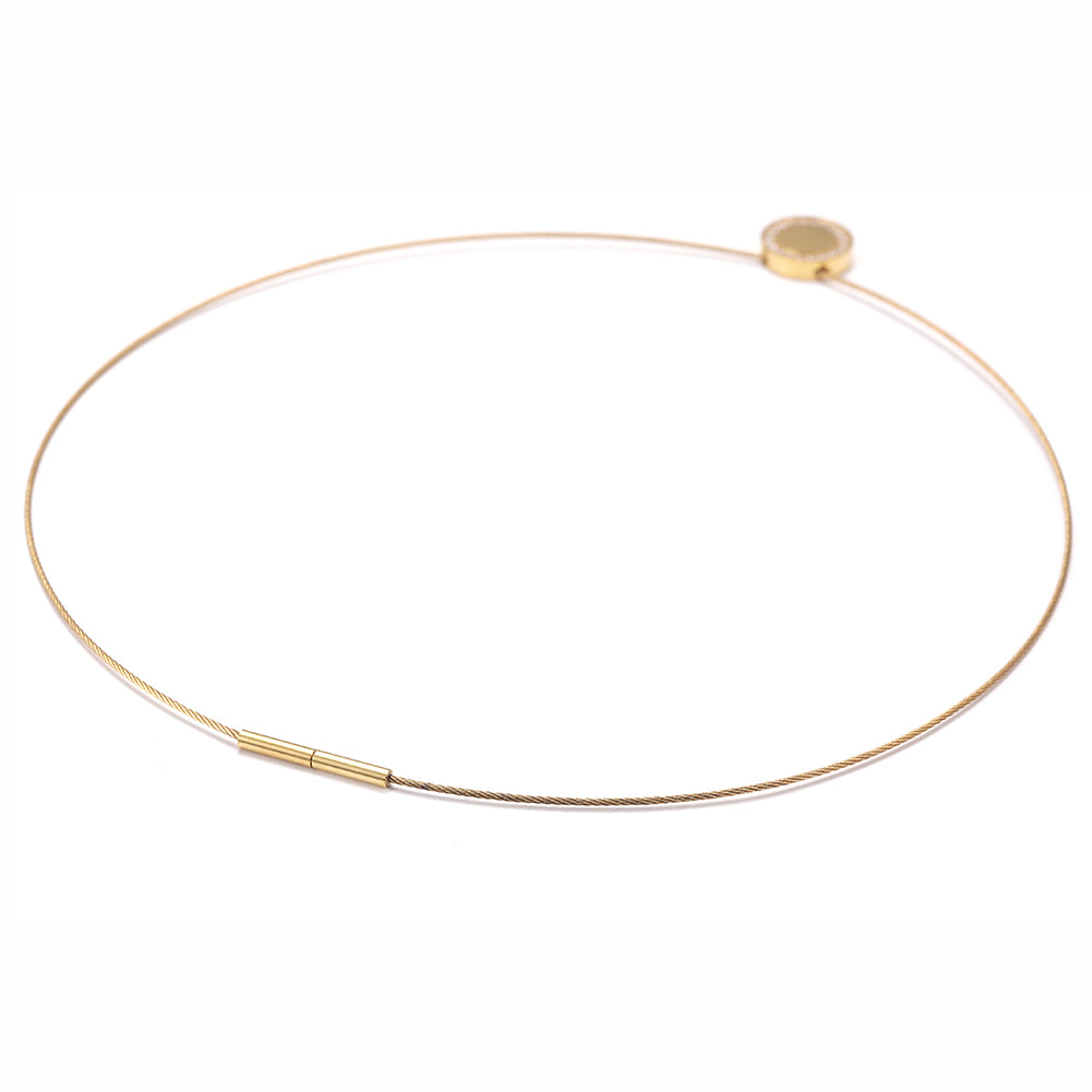 Cable Circle Zircon Necklace-NSSN618ST