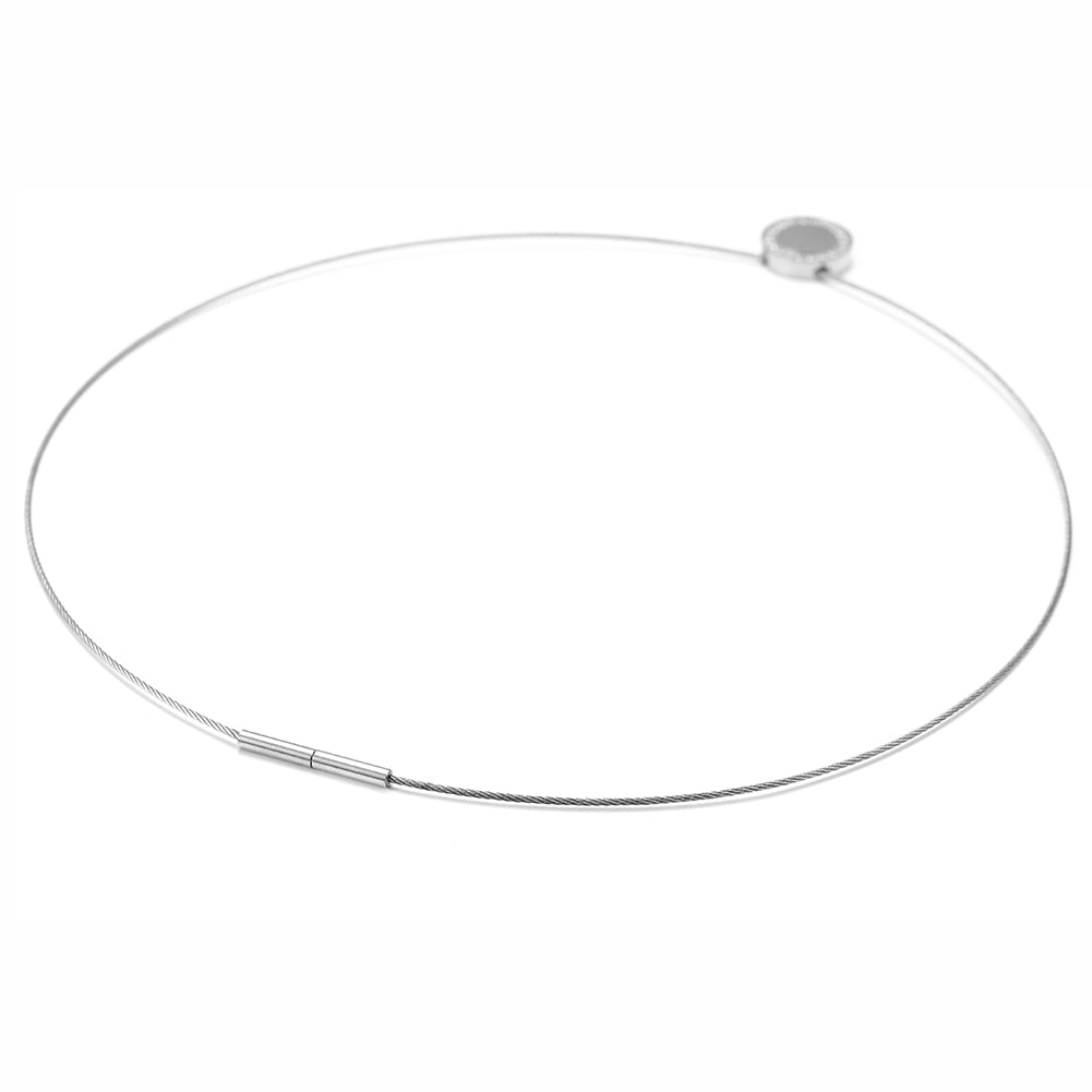 Cable Circle Zircon Necklace-NSSN618ST