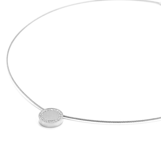 Cable Circle Zircon Necklace-NSSN618ST