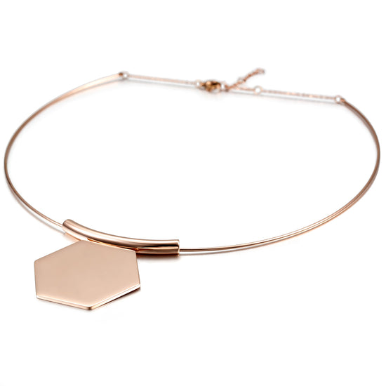 Rose gold hexagonal necklace-NSSN624ST