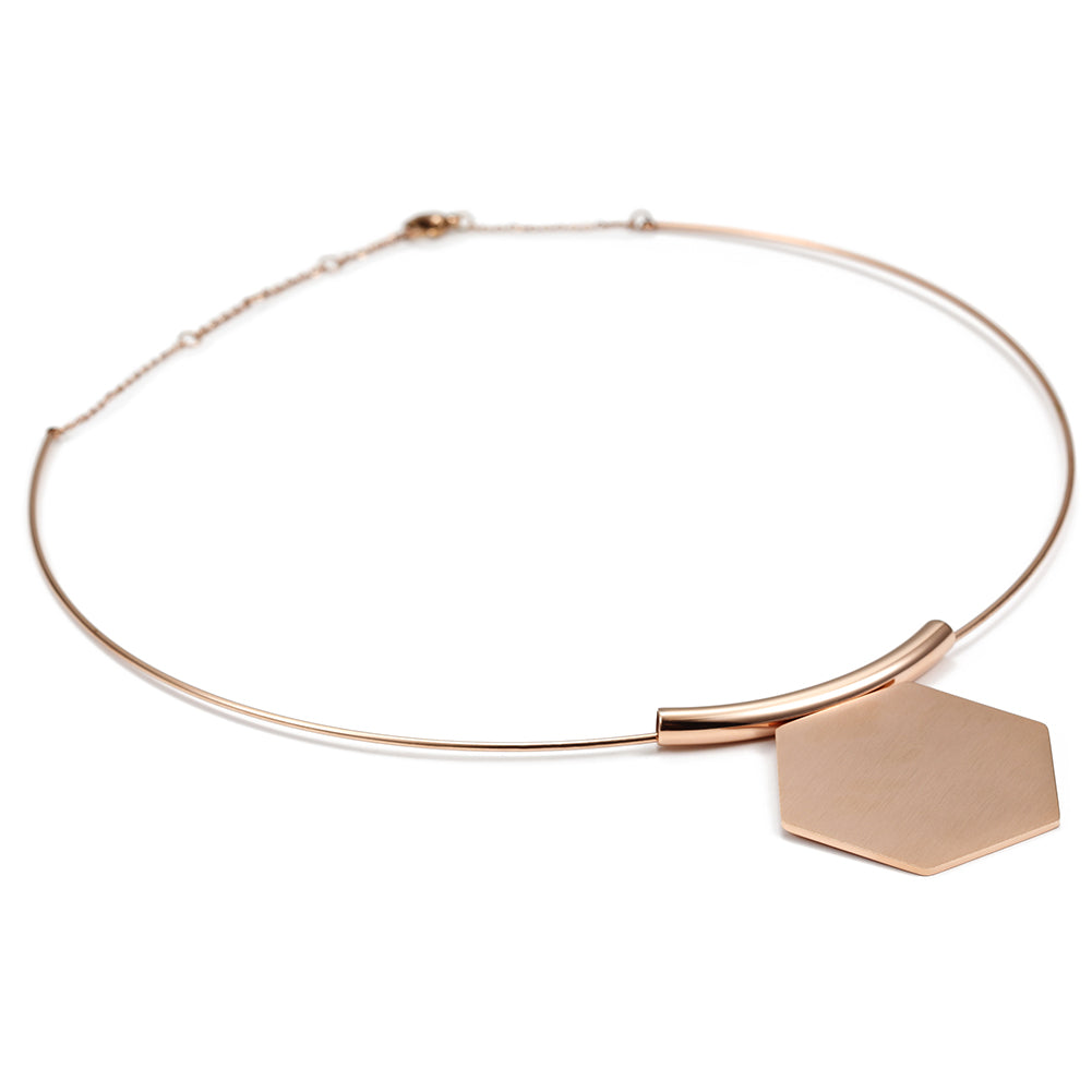 Rose gold hexagonal necklace-NSSN624ST