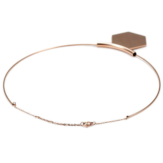 Rose gold hexagonal necklace-NSSN624ST