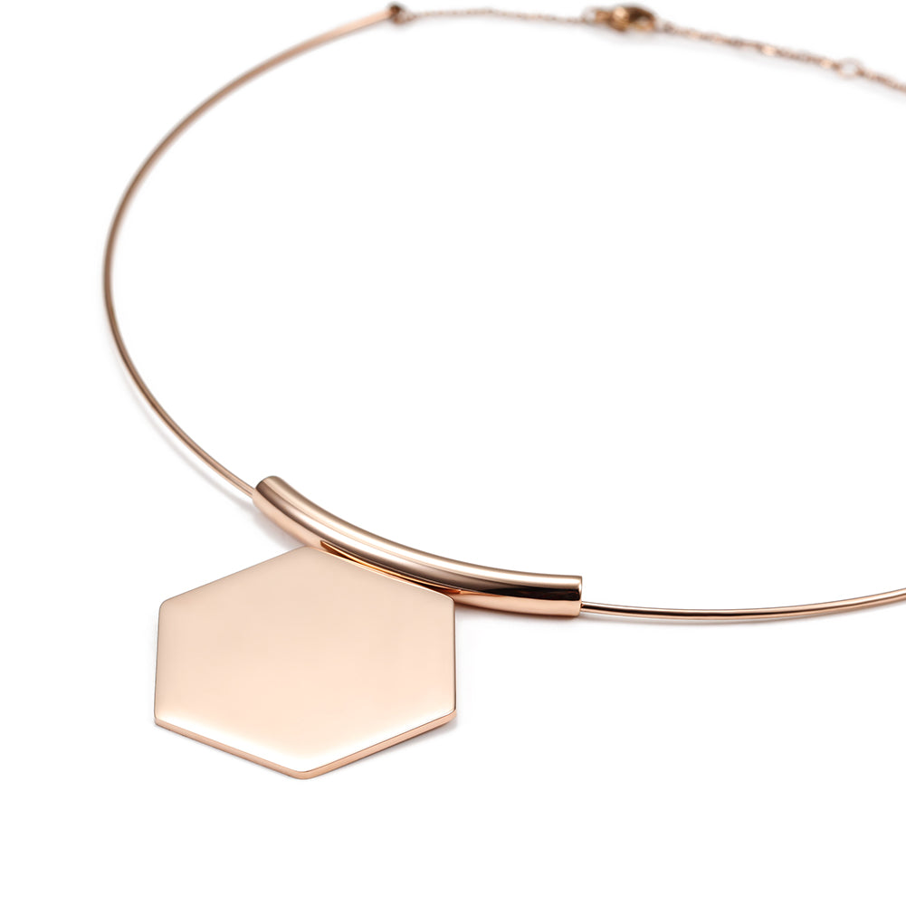 Rose gold hexagonal necklace-NSSN624ST