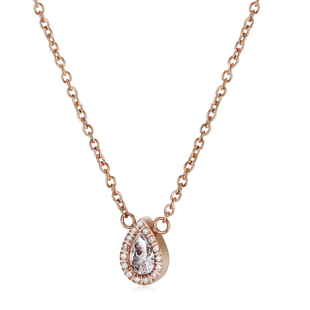 Waterdrop Full Diamond Necklace-NSSN635ST