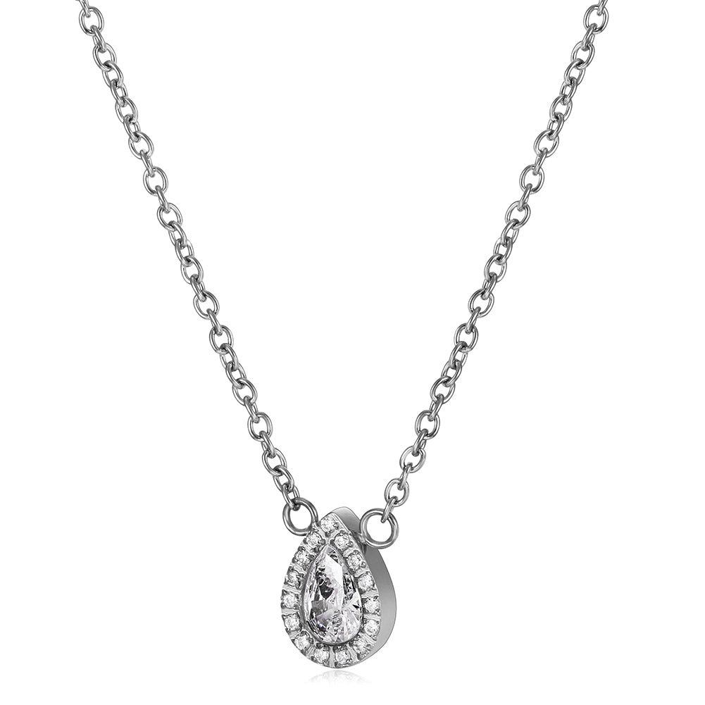 Waterdrop Full Diamond Necklace-NSSN635ST