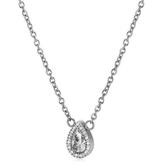 Waterdrop Full Diamond Necklace-NSSN635ST