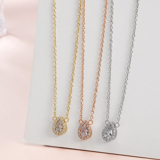 Waterdrop Full Diamond Necklace-NSSN635ST