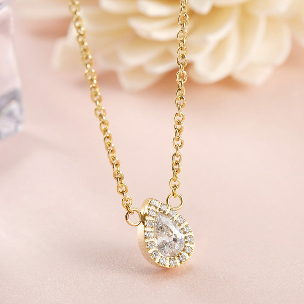 Waterdrop Full Diamond Necklace-NSSN635ST