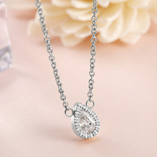 Waterdrop Full Diamond Necklace-NSSN635ST