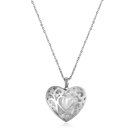 Hollow out heart-shaped necklace-NSSN651ST