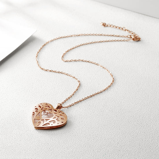 Hollow out heart-shaped necklace-NSSN651ST