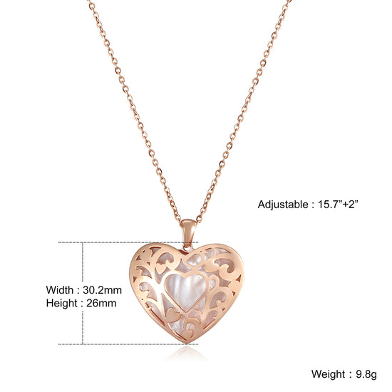 Hollow out heart-shaped necklace-NSSN651ST