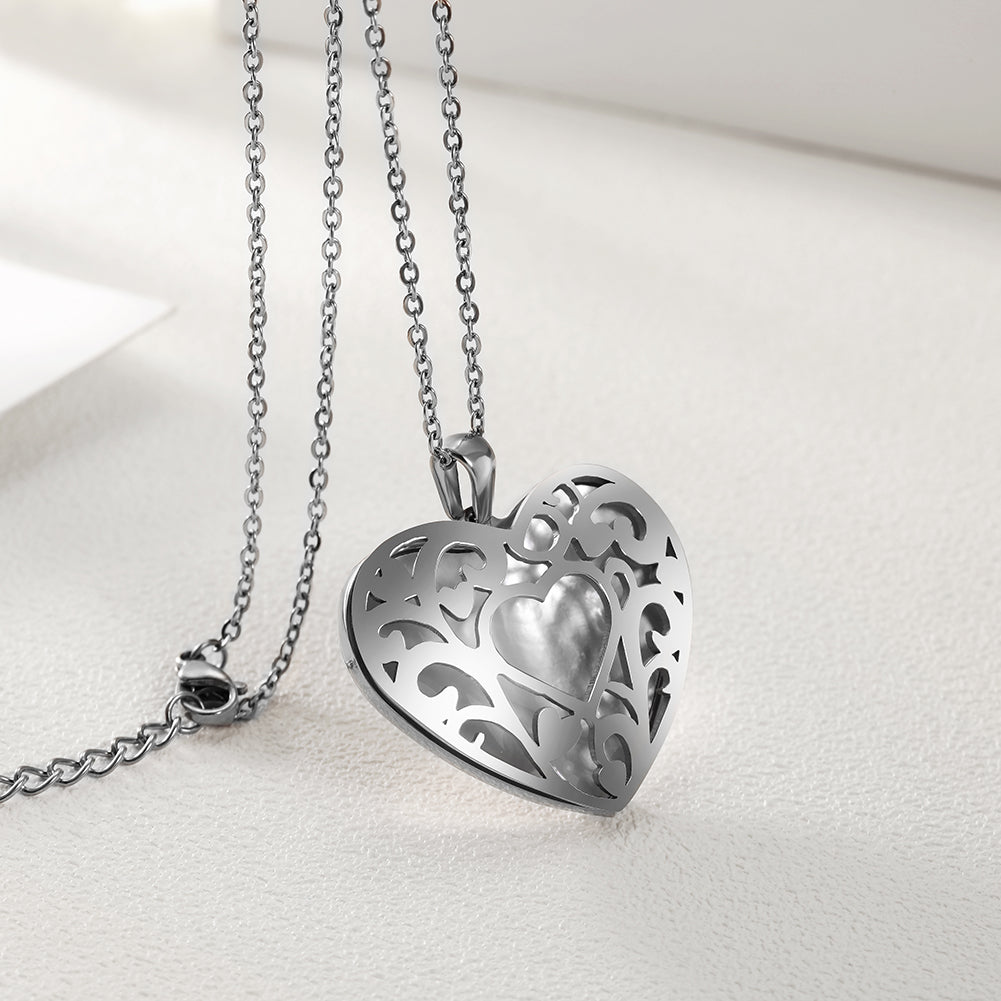 Hollow out heart-shaped necklace-NSSN651ST