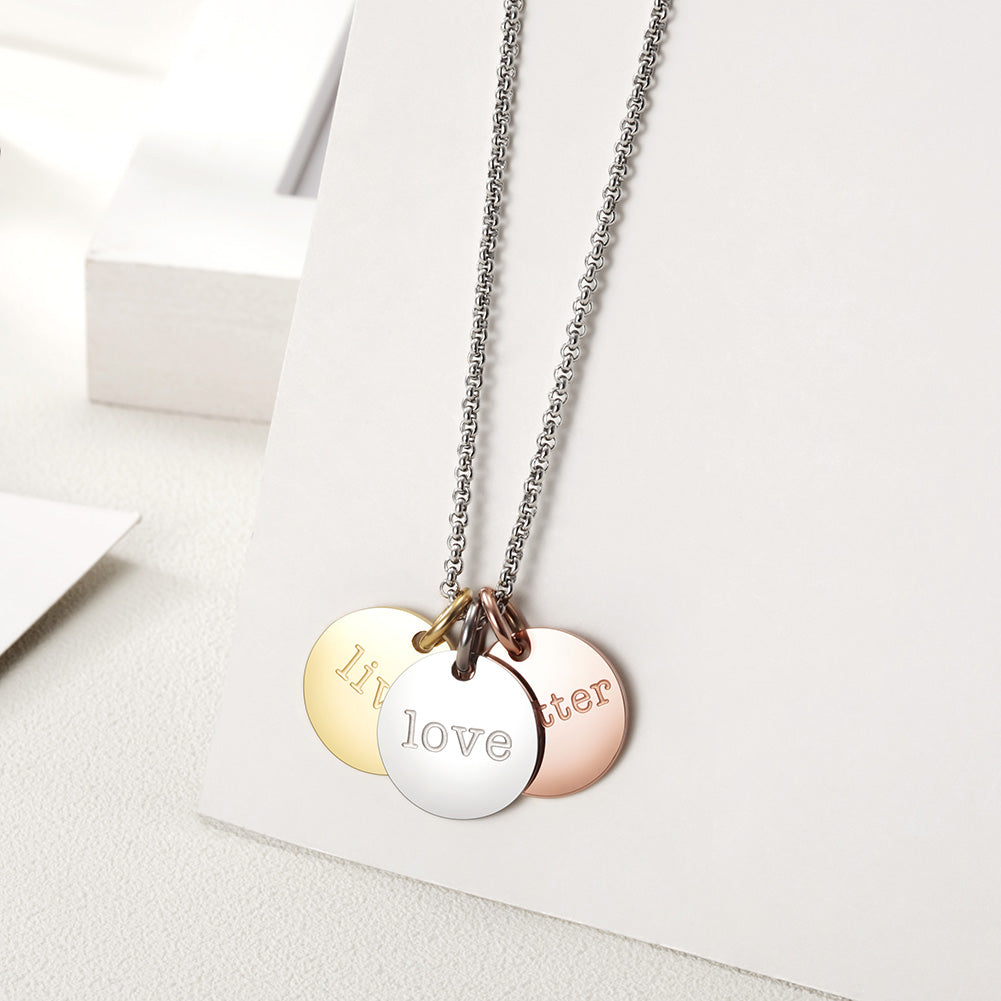 Circular multi-color letter pendant necklace-NSSN657ST