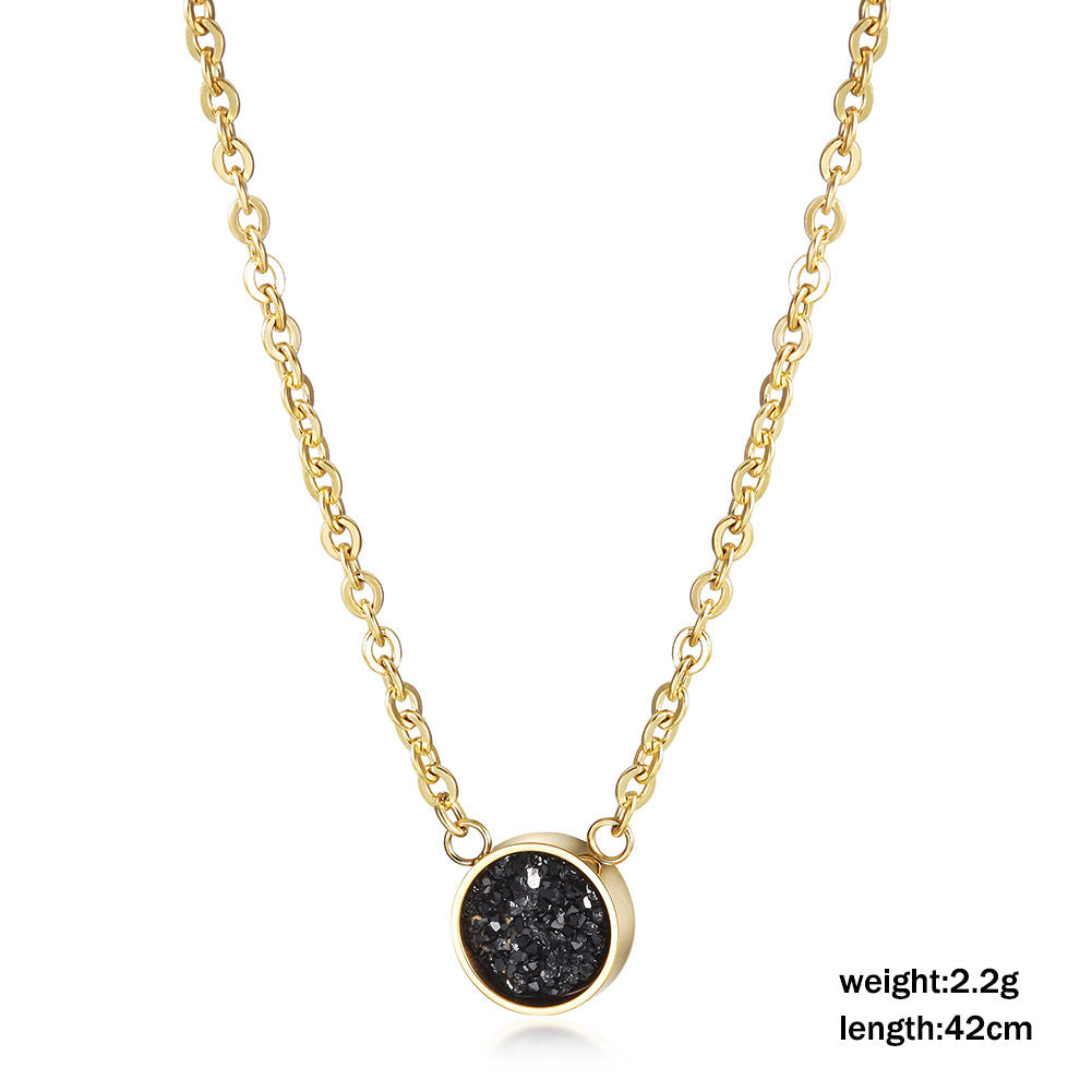 Round black broken diamond necklace-NSSN658ST