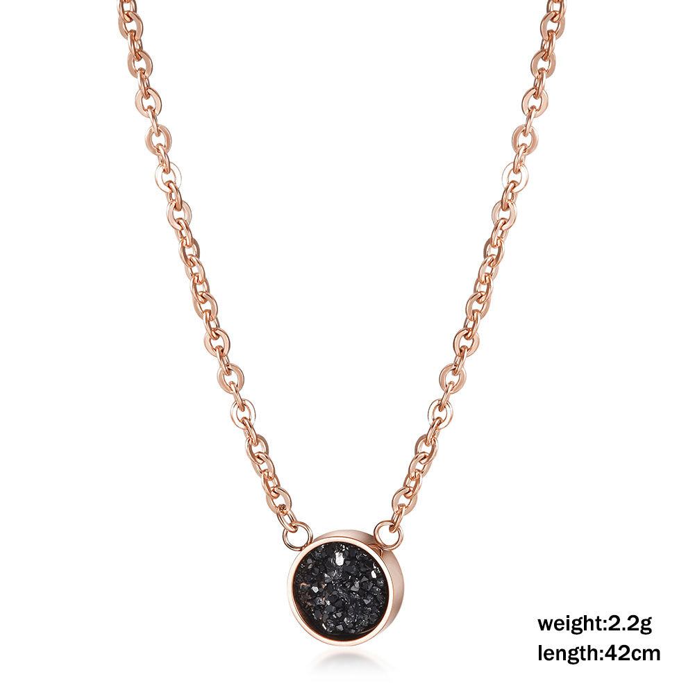 Round black broken diamond necklace-NSSN658ST