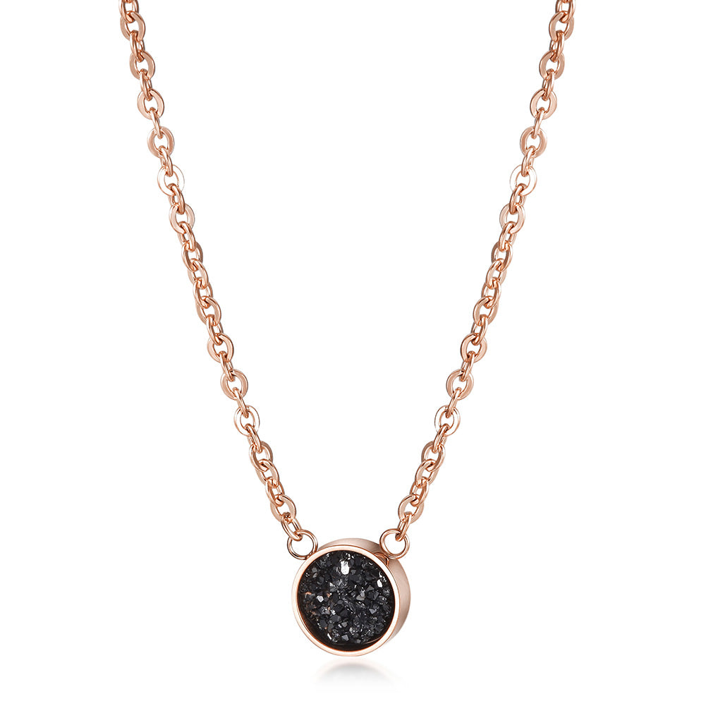 Round black broken diamond necklace-NSSN658ST