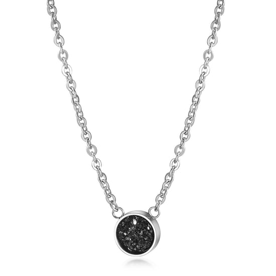 Round black broken diamond necklace-NSSN658ST