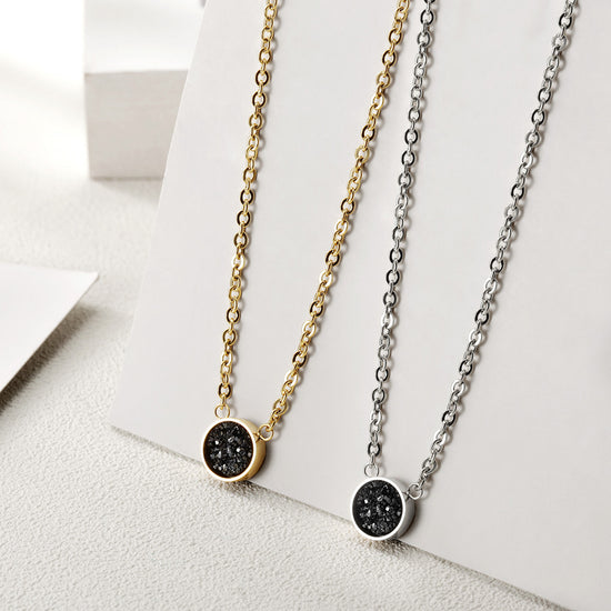 Round black broken diamond necklace-NSSN658ST