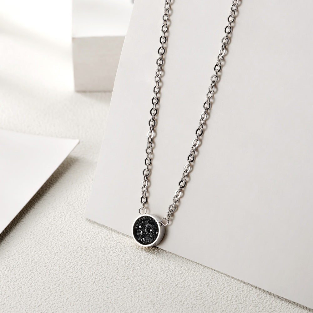 Round black broken diamond necklace-NSSN658ST