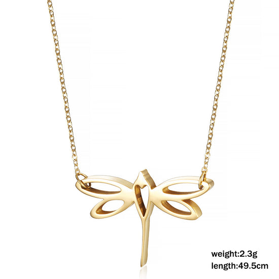 Hollow Dragonfly Necklace-NSSN663ST