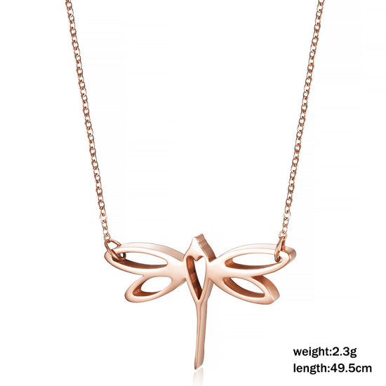 Hollow Dragonfly Necklace-NSSN663ST