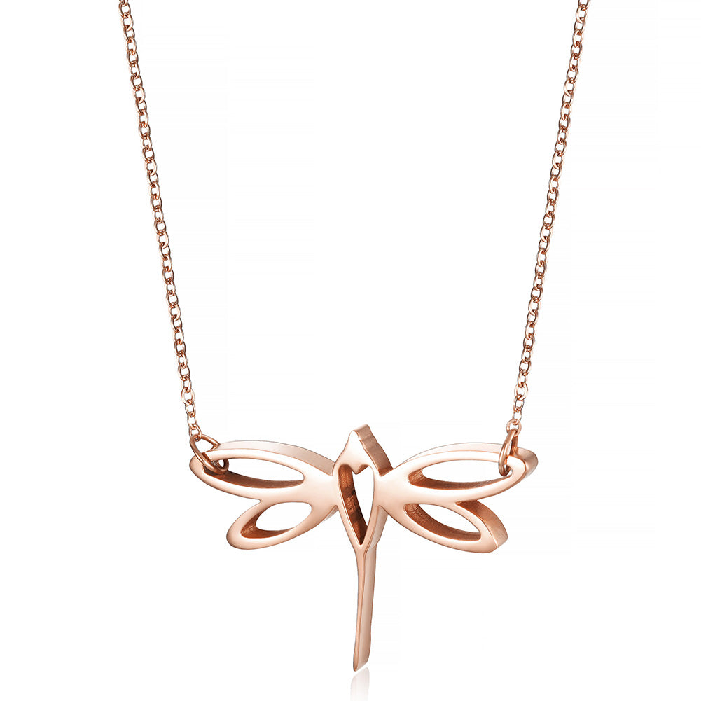 Hollow Dragonfly Necklace-NSSN663ST