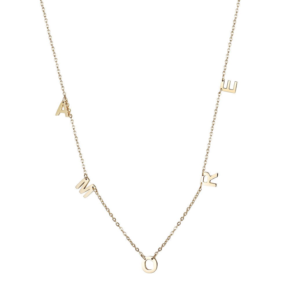 Letter high polished necklace-NSSN664ST