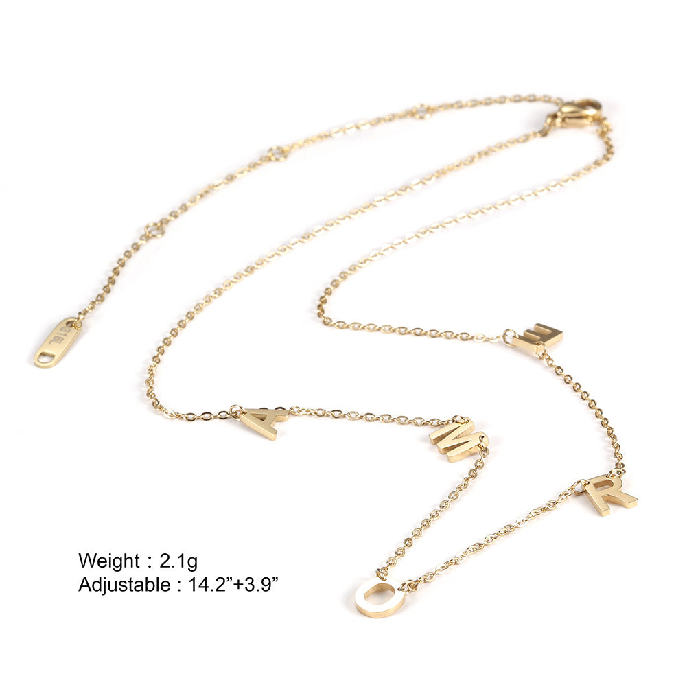 Letter high polished necklace-NSSN664ST