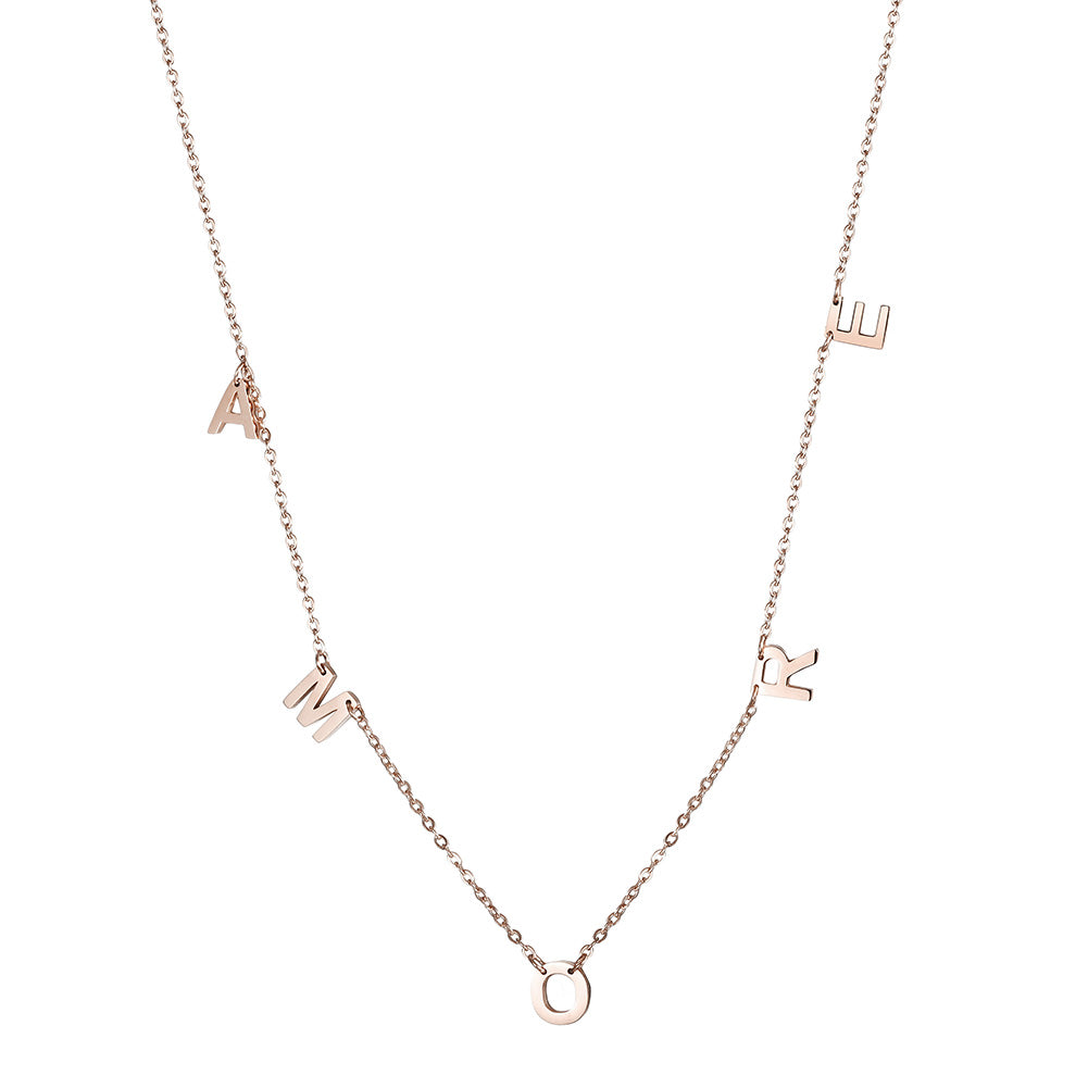 Letter high polished necklace-NSSN664ST