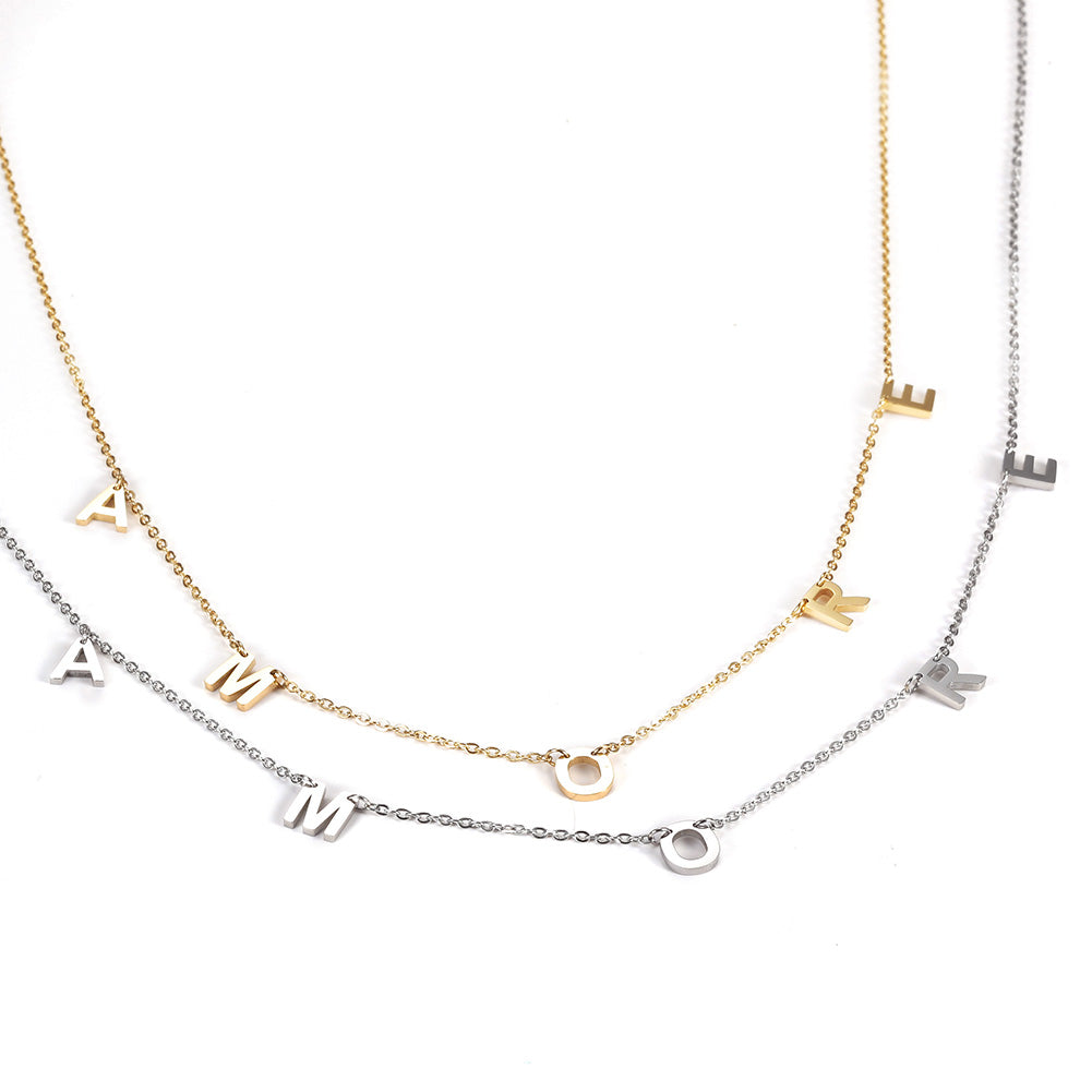 Letter high polished necklace-NSSN664ST