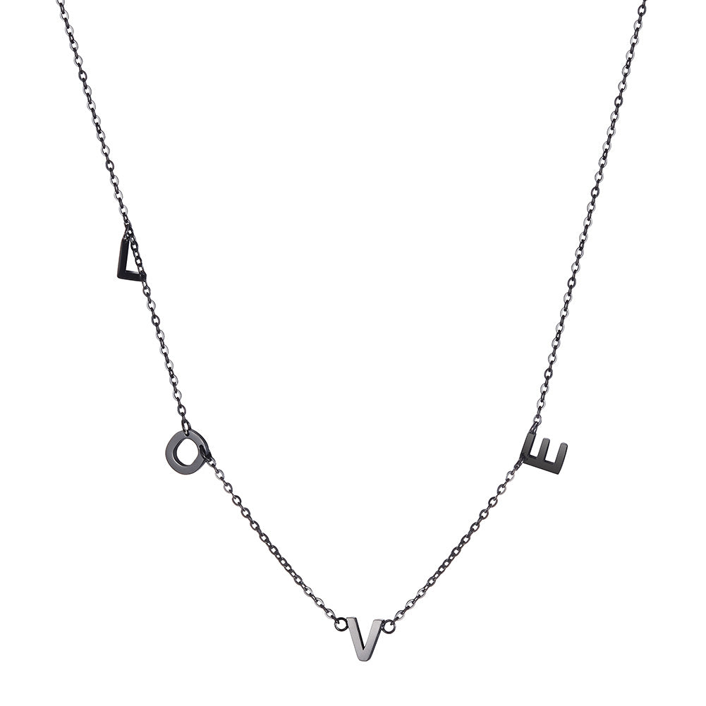 Letter LOVE high polished necklace-NSSN665ST