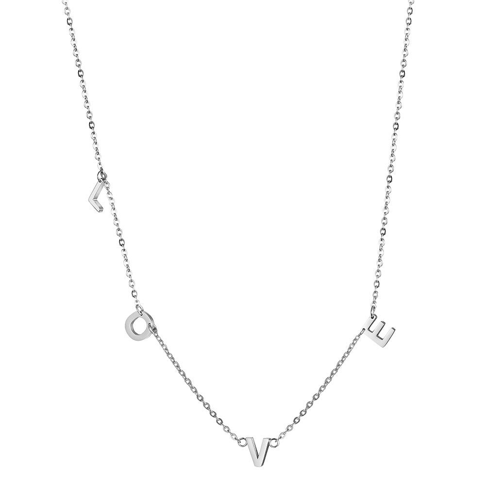 Letter LOVE high polished necklace-NSSN665ST