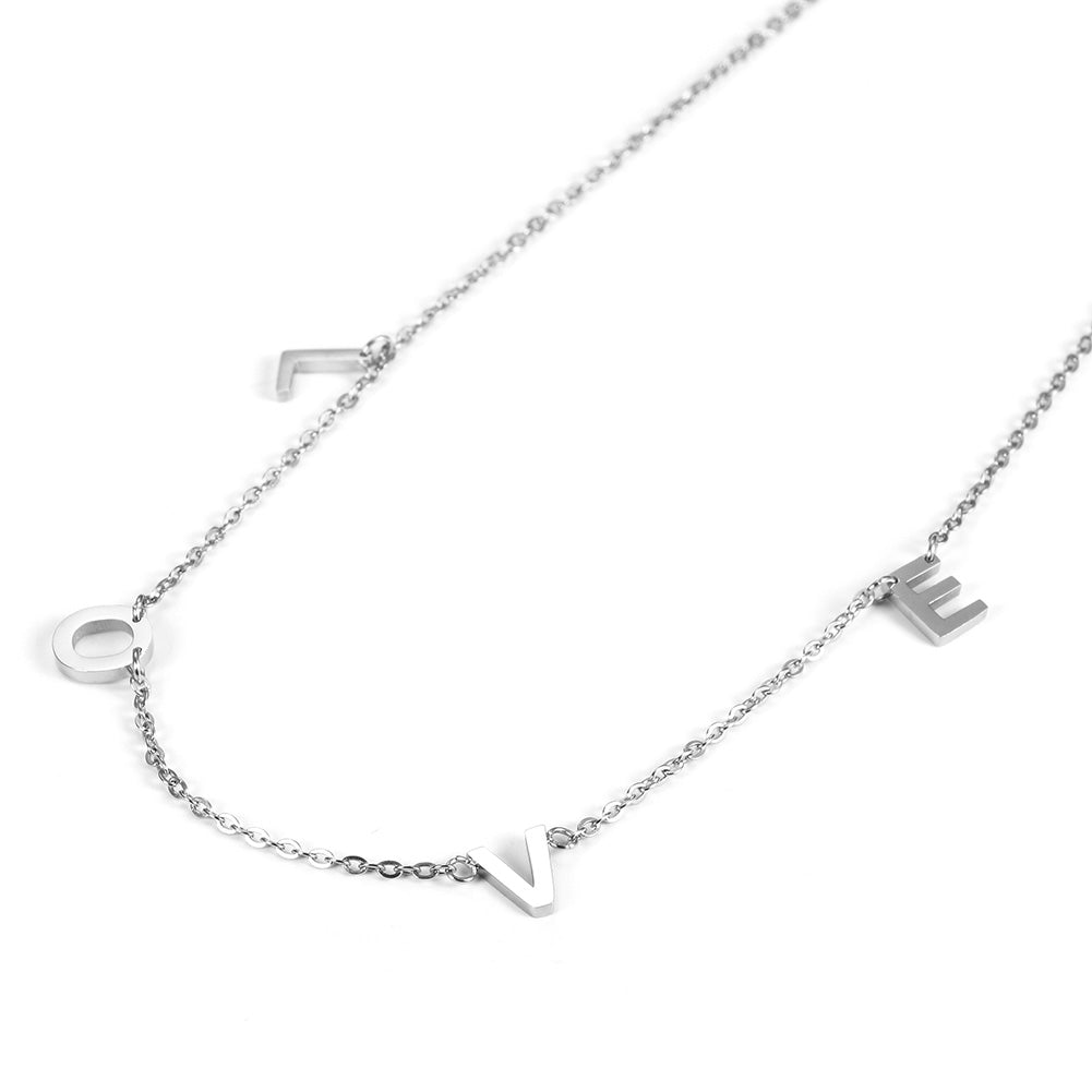 Letter LOVE high polished necklace-NSSN665ST