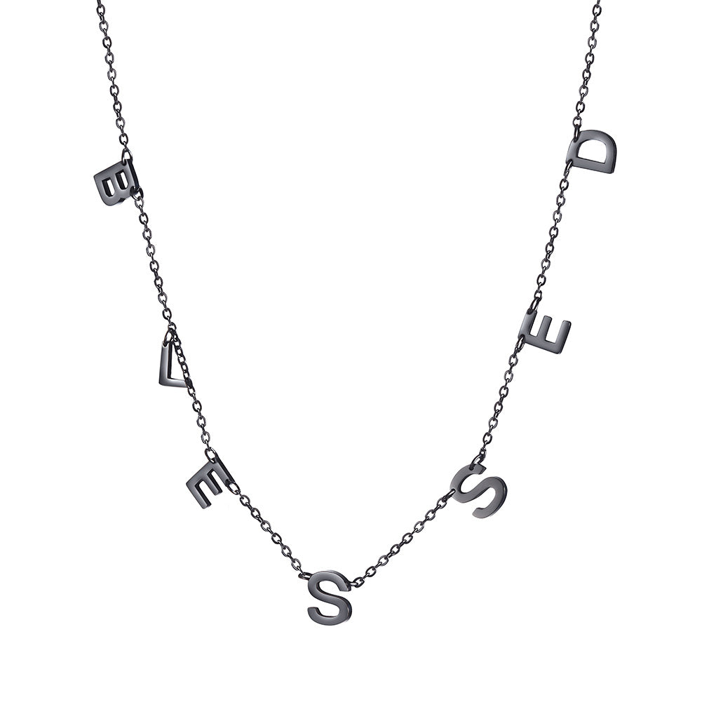 BLESSED letter necklace-NSSN667ST