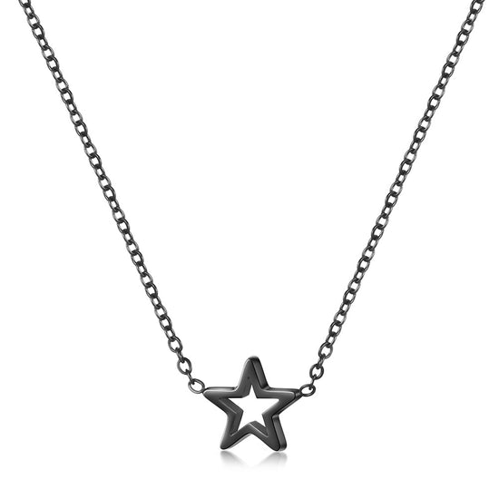 Hollow out pentagram necklace-NSSN681ST