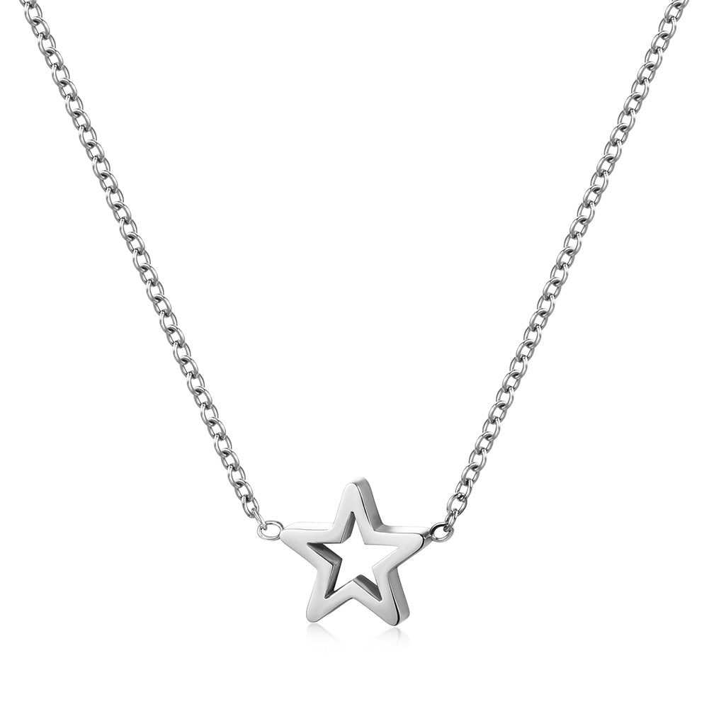 Hollow out pentagram necklace-NSSN681ST