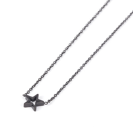 Hollow out pentagram necklace-NSSN681ST